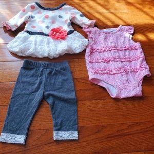 Bundle Of Baby Girls Top & Pants Set & Bodysuit